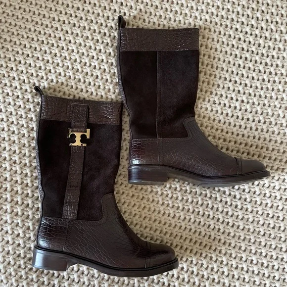 Tory Burch Brown 'corey' Leather Suede Boots - Picture 2 of 15